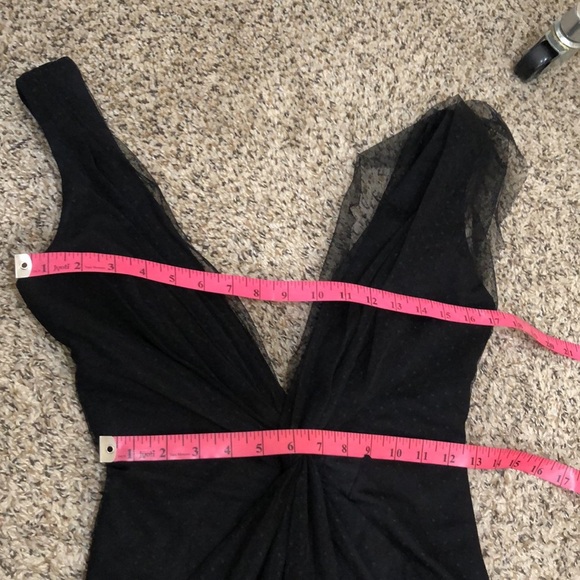 Katie May Olivia Formal Dress Size Small Black Swiss Dot Mesh Plunge Neck - Picture 12 of 14